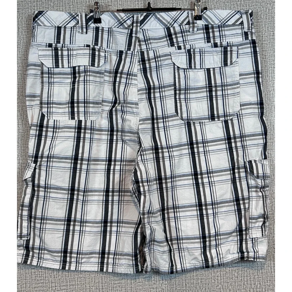 Wrangler Originals Mens Plaid Cargo Shorts Grey Bermuda Loose‎ Fit 46 Gorpcore